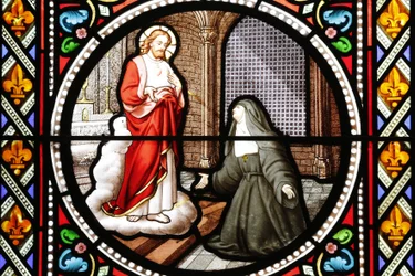 Saint Margaret Mary (Marguerite Marie) Alacoque (1647-1690) Visitation orderのミスティシャン ステンドグラス Paray le monial Saone et Loire