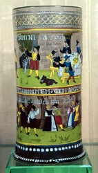 1609年のドイツのエナメルを塗られたハンペン、お祝いのシーンで飾られました