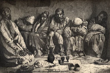 チャールズラプラント（d.1903）によって刻まれた、中央アジアのアヘンの巣、「手の世界」のイラスト、1878年公開