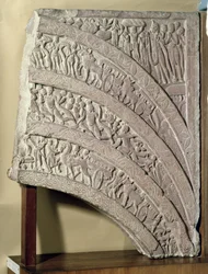 玄関からのArchitrave、赤い砂岩、マトゥラ、アップ、紀元2世紀