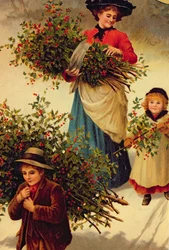 Carrying Home the Christmas Holly、Victorian、（book illustration）