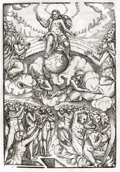 「Der Todten Tanz」からのハンスホルバイン（149798-1543）年下者の木版画に基づく最後の審判、バーゼル発行、1843年