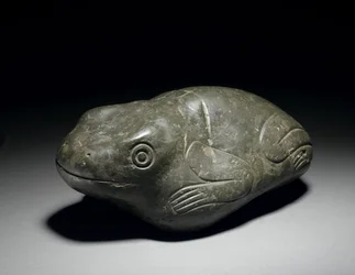 珍しいアステカの石のカエル、c.1200-1521