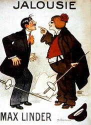 Max Linder with Max Linderの映画『Jealousy（Max and the Jealous Husband）』のポスター 1914年 サイレント映画