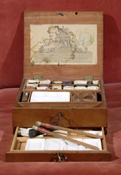 R.Ackermann製のアーティストの水彩ペイントボックス、1820年頃（写真）