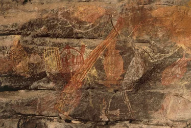 オーストラリア、ノーザンテリトリー、アーネムランド、カカドゥ国立公園、オビリ・ロック、アボリジニの岩絵