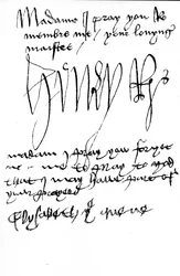 国王ヘンリー7世とヨーク王妃エリザベスの自筆の書込みとサイン（ベラムにペンとインク）（441030も参照