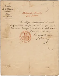 パリ・コミューン下の戦時代表ギュスターヴ・ポール・クリュゼの自筆書簡DIM.10,7x6,8 cm 1871年