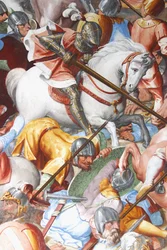 戦闘シーン、戦闘ホールのフレスコ画の詳細 (フレスコ画)