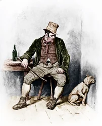 チャールズ・ディケンズの「オリバー・ツイスト」：ビル・サイクスの肖像 1812年2月7日～1870年6月9日。フレデリック・バーナード（イギリスのイラストレーター 1846-1896）による挿絵