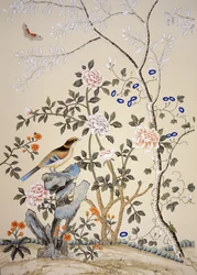 Papel de parede Chinoiserie, Marble Hill House, Twickenham, Richmond, Middlesex, Reino Unido