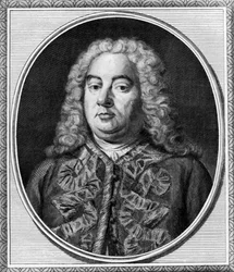 作曲家ジョージ・ヘンデル、1750年頃のロンドン（モノクロ写真