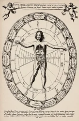 小宇宙と大宇宙の対応。アタナーゼ・キルヒャー（1601-1680）の「Mundus subterraneus」より抜粋。
