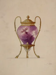 マウントされたアールヌーボーガラスのブリュルパルファム、House of Carl Fabergeのデザイン