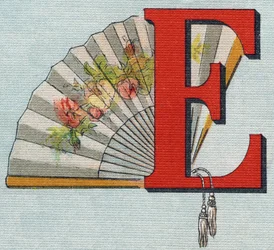 扇風機。Alphabet de ma petite fille "に掲載されたエングレーヴィング。Bernardin-Bechet and Fils, bookseller-publishers, Paris, around 1895.キャンバス地の割れないアルバム。Bibliotheque des Bebes.12ページ。読書法とイラスト入りのアベコベが入ったアルバム。薄さ：29.5