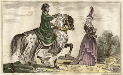 フランス王シャルル4世（1322年）とモンフォール伯爵夫人ジャンヌ・ド・フランドル（1295年～1374年）（1340年）、リーベルによるエングレーヴィング