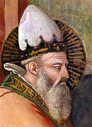 マソ・ディ・バンコ（1341～1346）のフレスコ画、「大晦日の物語」（フレスコ画）の細部
