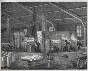 ガラス製造、1880年頃（エングレーヴィング）