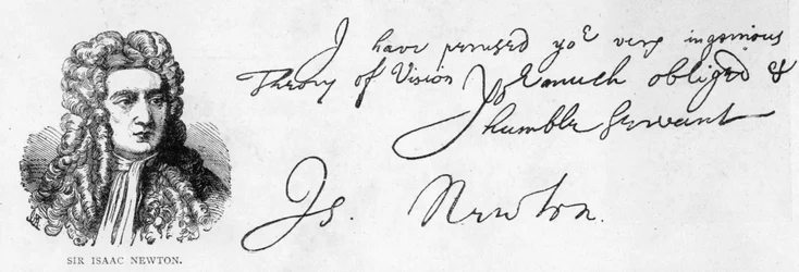 6月20日、ケンブリッジのトリニティ・カレッジからWilliam Briggs, M.D.に宛てた手紙に記されたSir Isaac Newtonの筆跡とサイン。
