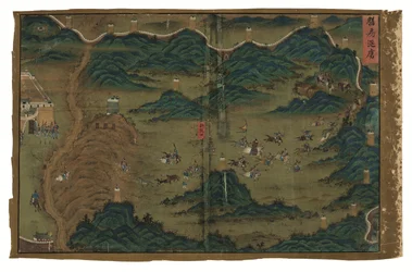 明の斉彬将軍に関する詔勅（絹に墨と彩色）