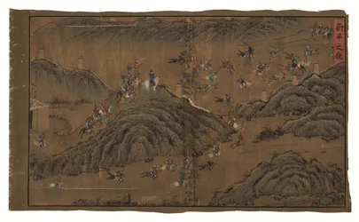 明の斉彬将軍に関する詔勅（絹に墨と彩色）