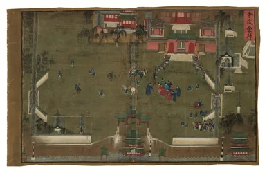 明の斉彬将軍に関する詔勅（絹に墨と彩色）