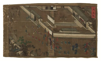 明の斉彬将軍に関する詔勅（絹に墨と彩色）