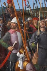 Indre & Loire N* 174 - Chateau de Loches - 磔刑の祭壇画の詳細 - Ecole de Jean Fouquet - 1485 - 。