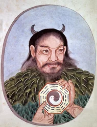 道教の創始者の一人、中国の伝説的な皇帝傅羲（紀元前2582年）。