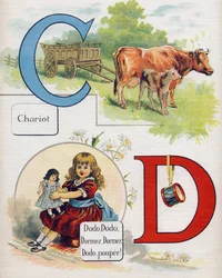 Letter C and D: Cart and sleeping, sleeping, sleeping, sleeping, sleeping doll.ABC L