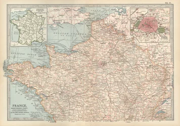 1900年頃のフランス地図（エングレーヴィング）