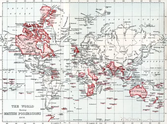 1904年当時のイギリス領の世界地図。