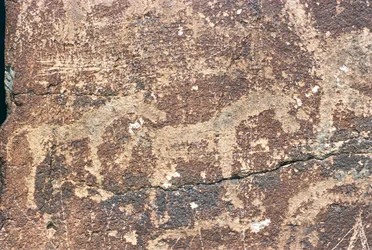 モンゴル、ゴビ砂漠、岩絵具