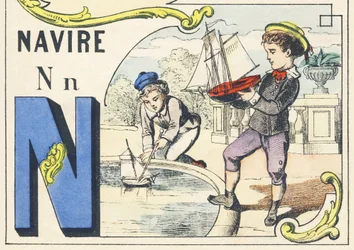 N: 船 - ゲーム・アルファベット, 1890年頃 (イラスト)