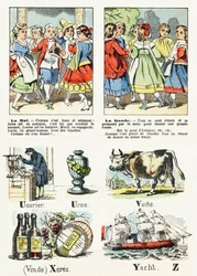 8ページ-ルバルコスチューム、ラロンド-チャイルドエンターテインメントアルファベットc.1890（リトグラフ）