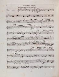 Louis Spohr によるオペラ「Jessonda」の第 1 ヴァイオリンのための楽譜のページ