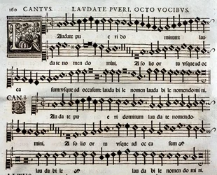 Thomas Luis de Victoria による 8 声の Laudate Pueri Psalm の楽譜のページ