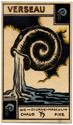 超常現象。 占星術。 水瓶座（ウォーターベアラー）。 占星術カード: Le Tarot Astrologique (Astrological Tarot)、Georges Muchery、フランス