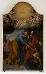 教区教会 (Nederbrakel、Sint-Pieter-in-de-Banden Parish Church)。 インテリア。 ペインティング。