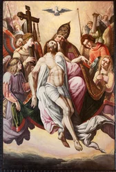 教区教会 (Parochial kerk Sint-Dionysius van Lede)。 インテリア。 合唱団。 絵画。 予測。