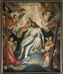 教区教会 (Saint Salvator Parish Church)。 インテリア。 ペインティング。