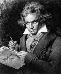 ルートヴィヒ・ヴァン・ベートーヴェン（1770-1827）の肖像画（カール・ヨーゼフ・シュティーラー（1781-1858）の絵画に基づく）。