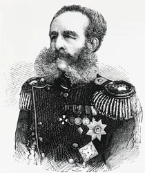 ロシアの将軍ドミトリー・イヴァノヴィッチ・スヴャトポルク＝ミルスキー公爵（1825-1899）の肖像（エングレーヴィング