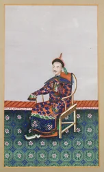 中国人男性の肖像（紙にカラー