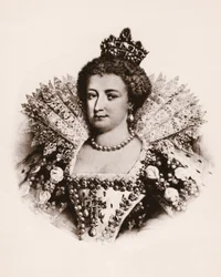 フランス王妃マリー・ド・メディシス（1576-1642）の肖像 19世紀の版画