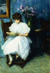 パーラーで読書、