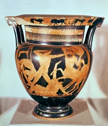 ケンタウロスとラピスの戦いを描いた赤像の壺、ギリシャ（陶器）（詳細は100351参照