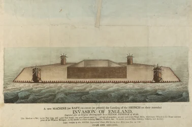 1798年、イギリスを侵略するはずだったフランスのいかだの図（エングレーヴィング）