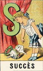 S:Succes - 「ABCD des petites filles」のエングレービング。Pellerin & Cie, imprimeur-editeur, Epinal , circa 1890.シリーズA。寸法 : 19 x 13,5 cm