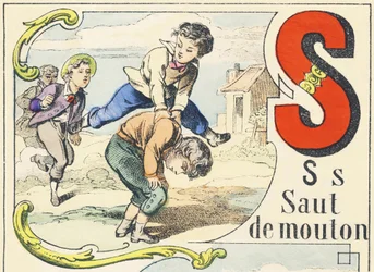 S: sheep jump - Game Alphabet, c.1890 (イラスト)